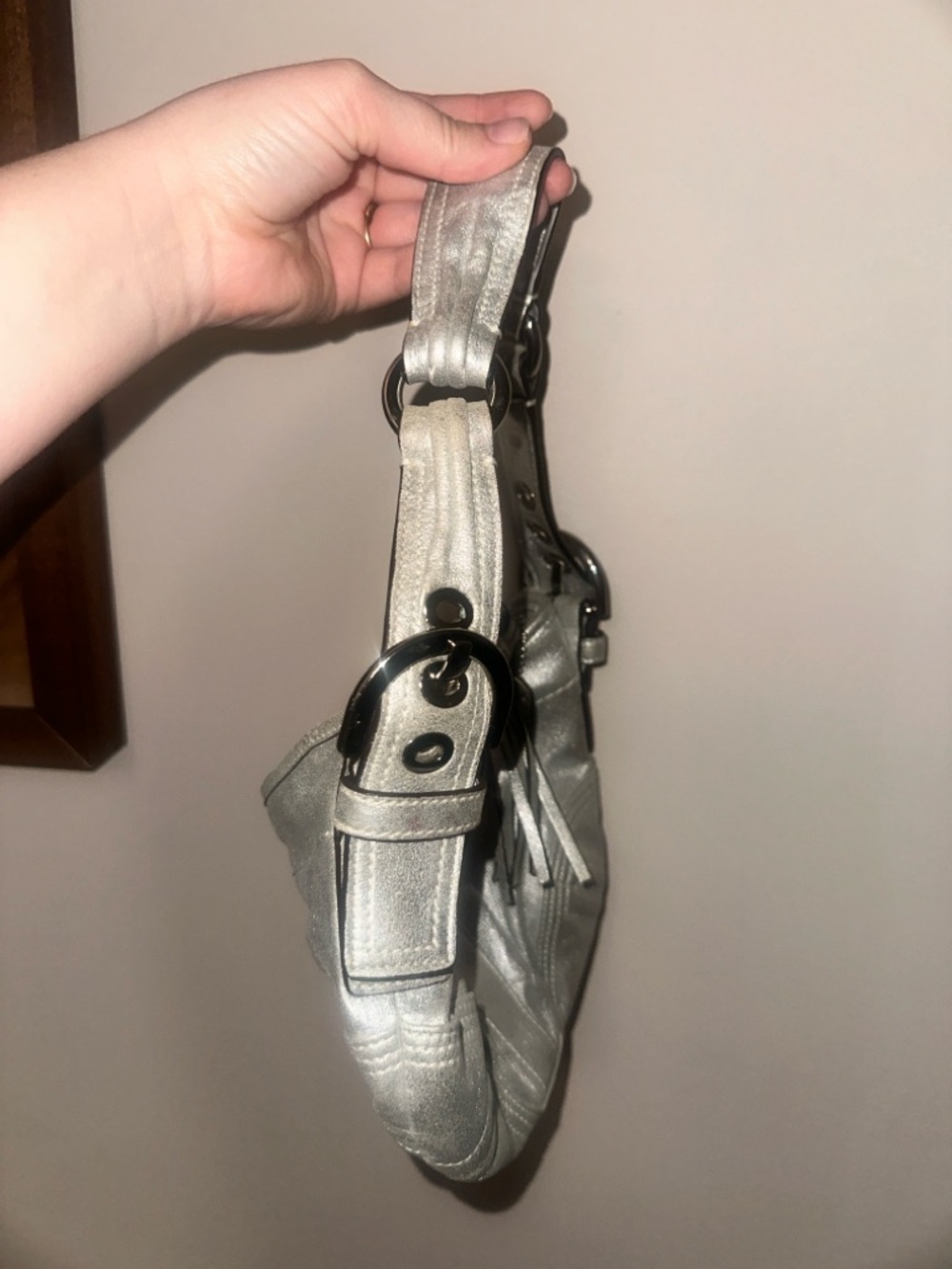 Vintage coach Silver Metallic Hobo Shoulder Bag - Picture 3 of 8